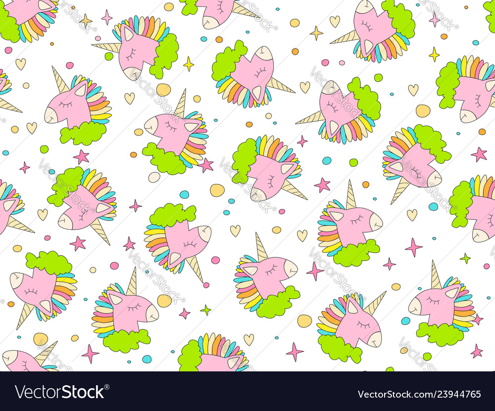 Hand drawn seamless pattern with cute