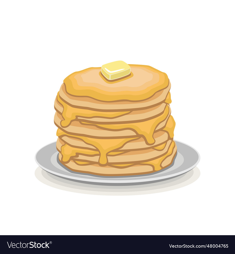 Pancakes with butter on a plate on a white Vector Image