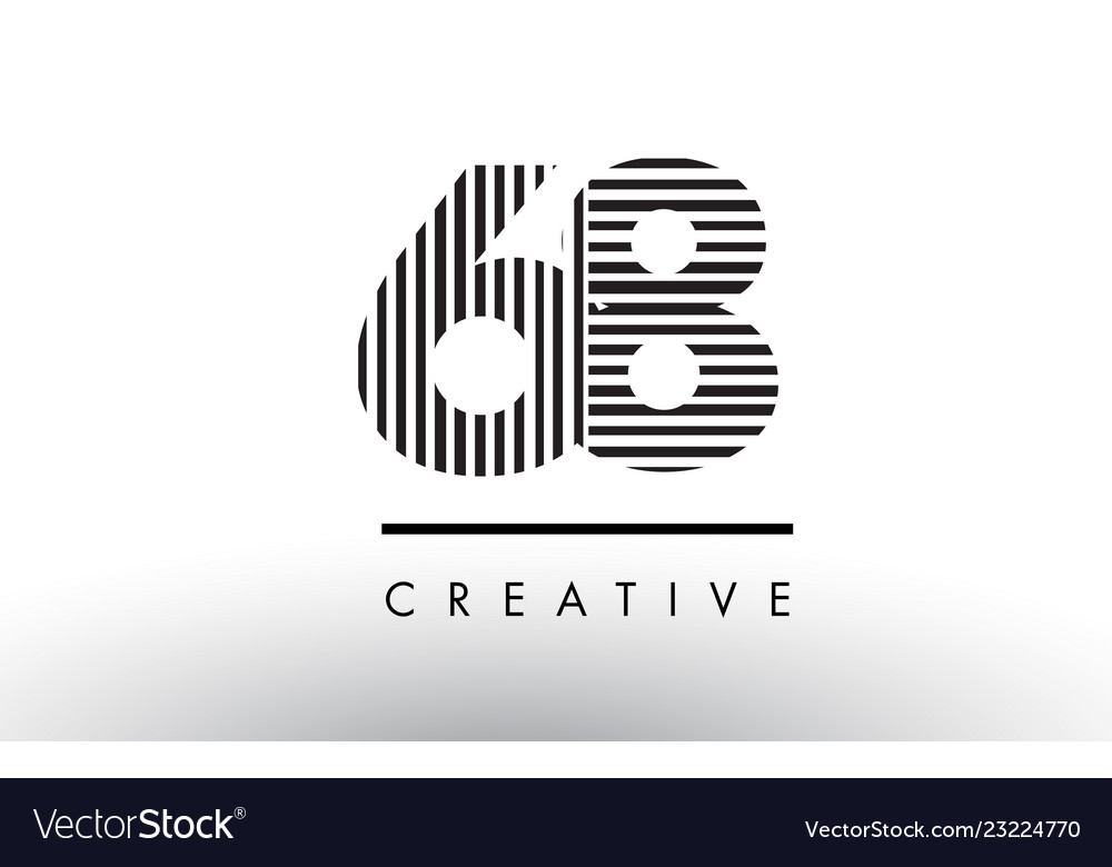 68 black and white lines number logo design