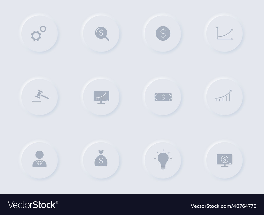 Business gray icons on round buttons