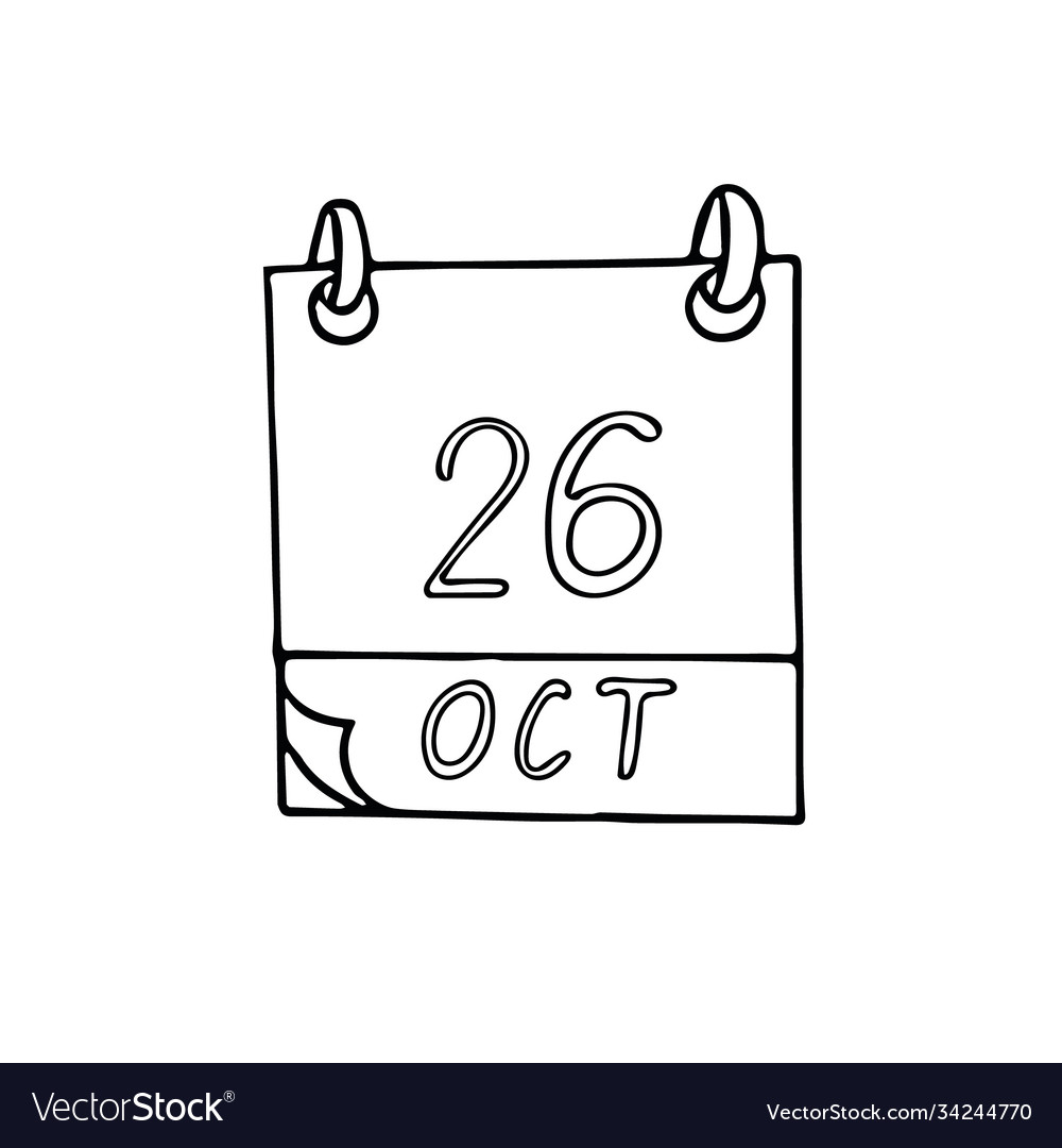 Calendar hand drawn in doodle style october 26