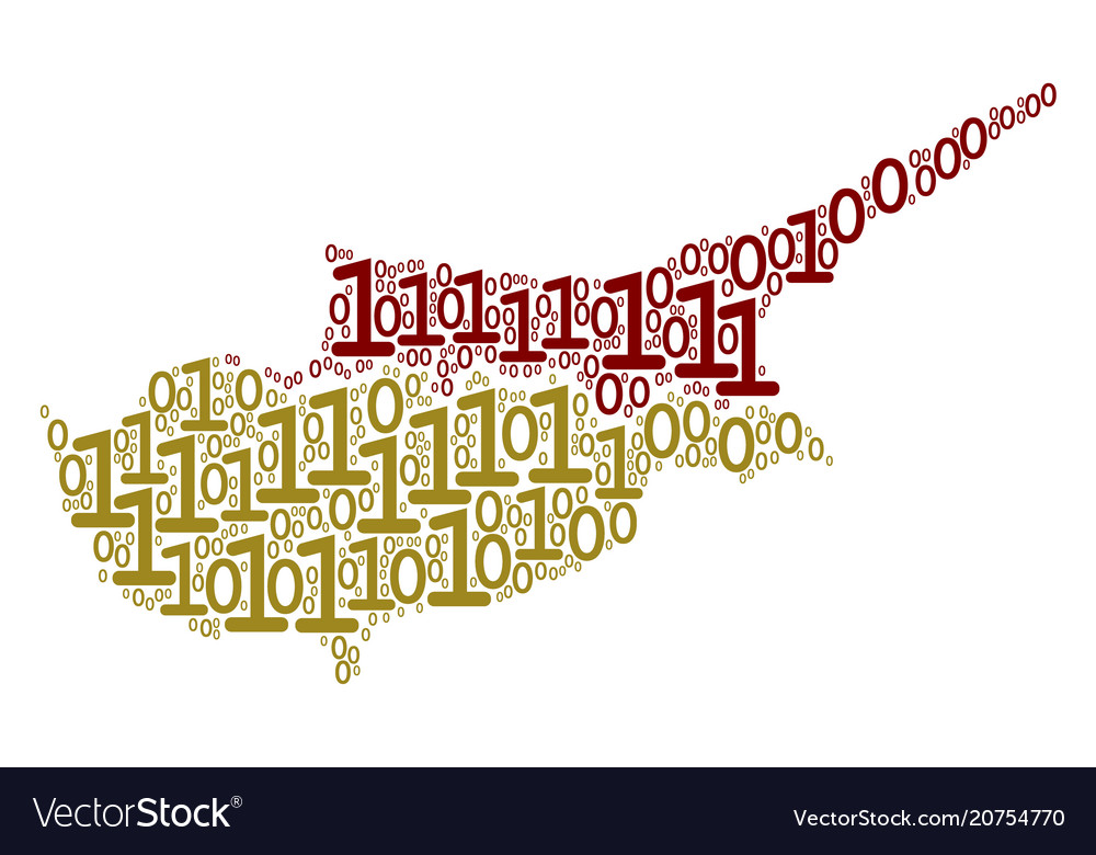 Cyprus countries map composition of binary digits vector image Cyprus countries map composition of binary digits