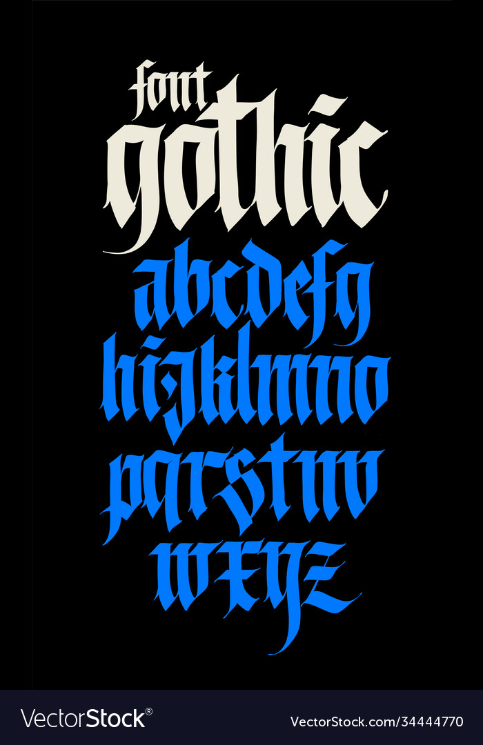 Gothic alphabet modern black calligraphic