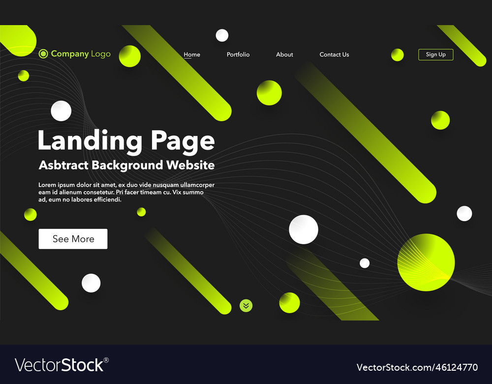 Landing page abstract wave background website vector image Landing page abstract wave background website