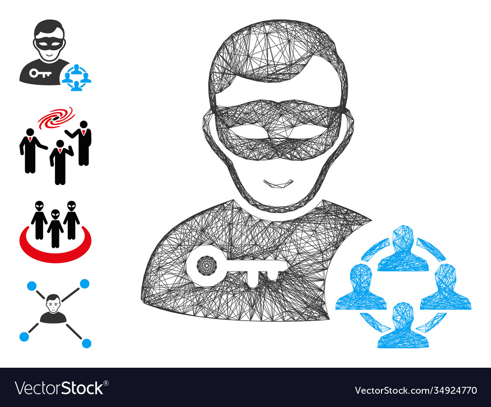Net social hacker mesh vector image Net social hacker mesh