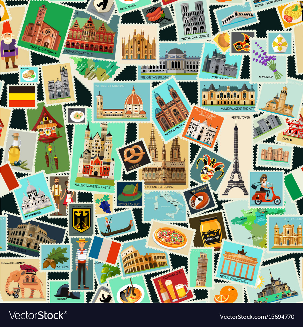 Postage stamps pattern Royalty Free Vector Image