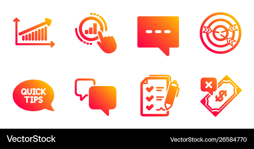 Quickstart guide blog and chart icons set graph Vector Image