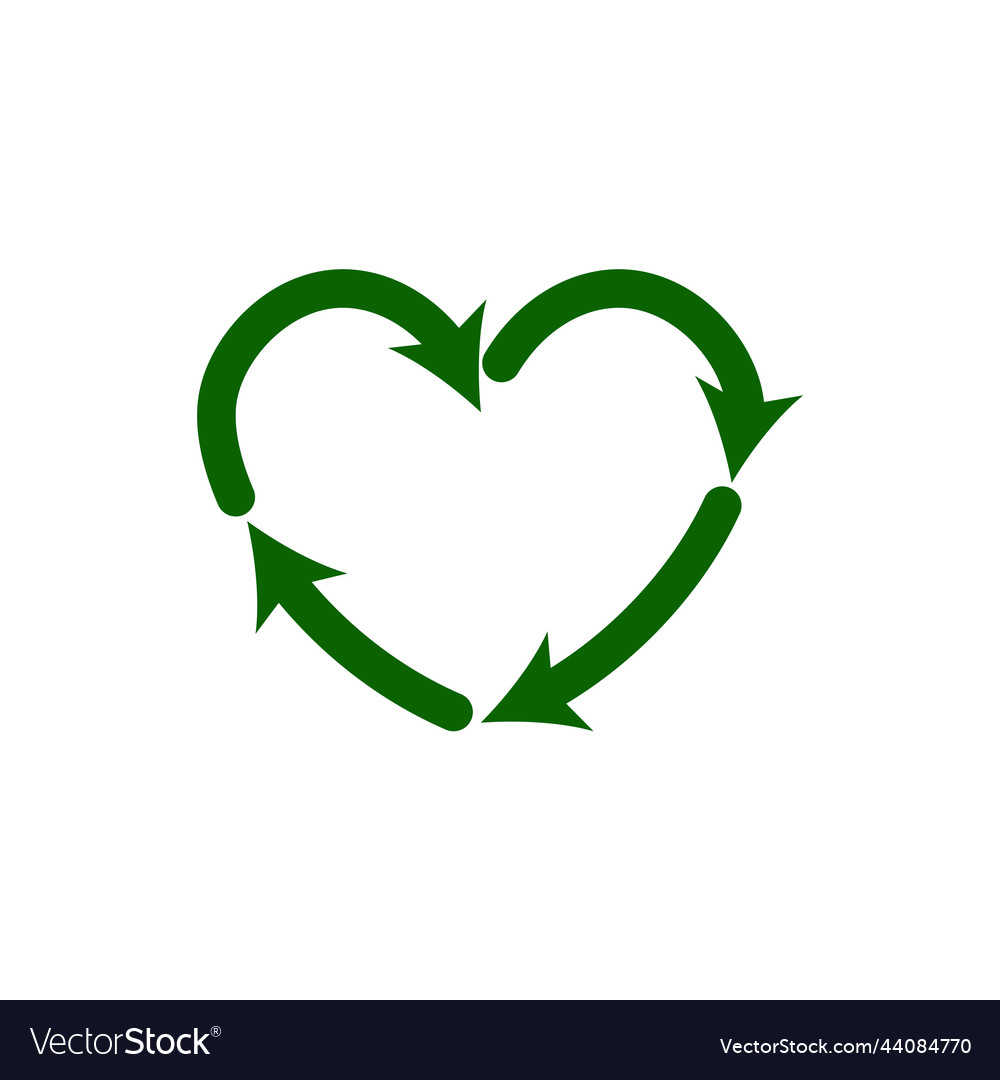 Recycle heart icons reuse green ecology symbol Vector Image