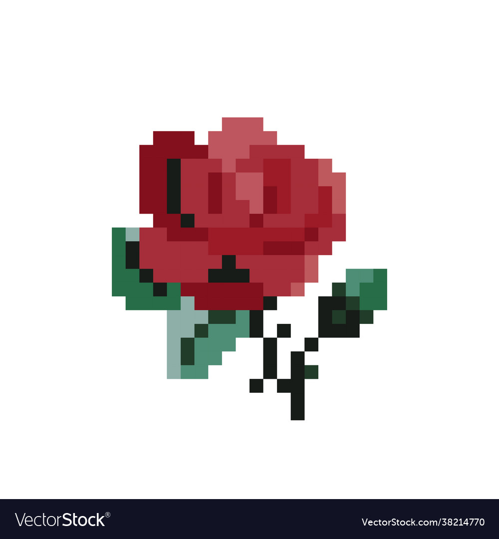 Red rose pattern pixel rose flower image Vector Image