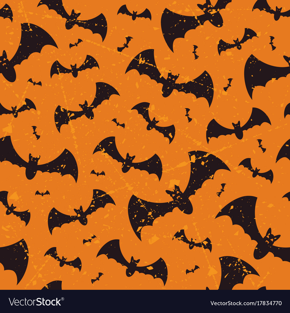 Seamless halloween grunge pattern with bats