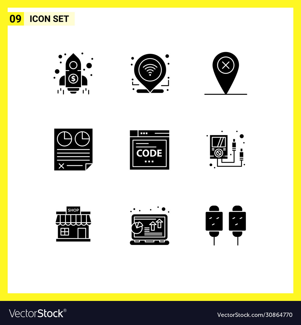 Set 9 solid glyphs on grid for internet report