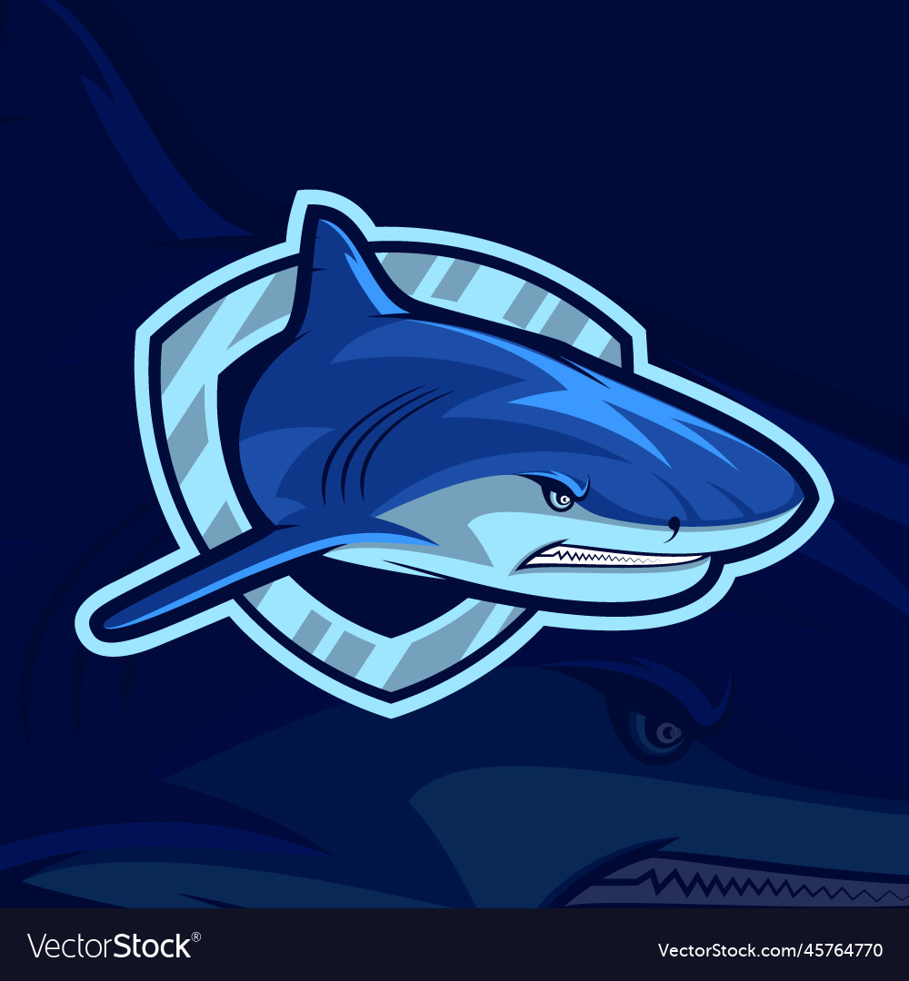 Shark head shield mascot logo Royalty Free Vector Image