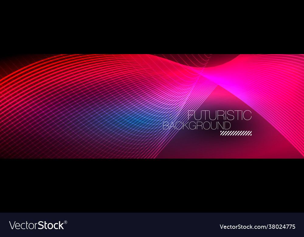 Abstract neon glowing light in dark with waves Vector Image