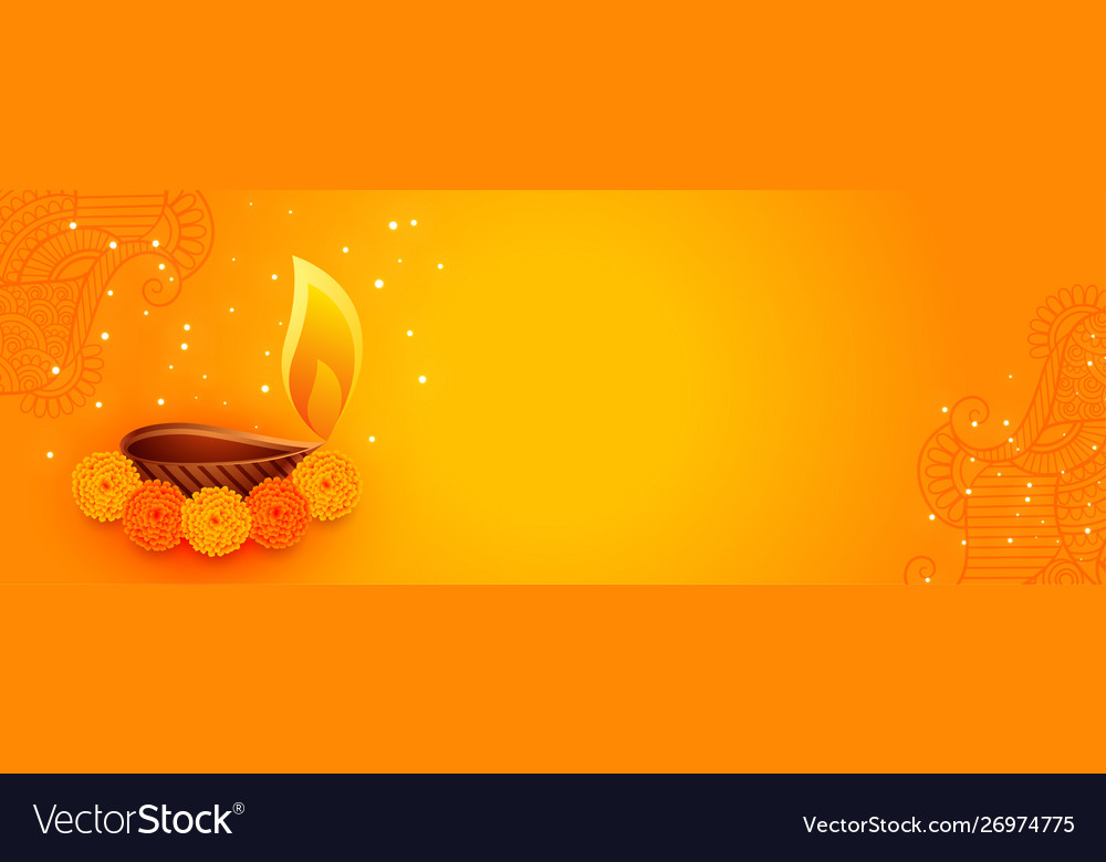 Attractive diwali banner with beautiful flowers