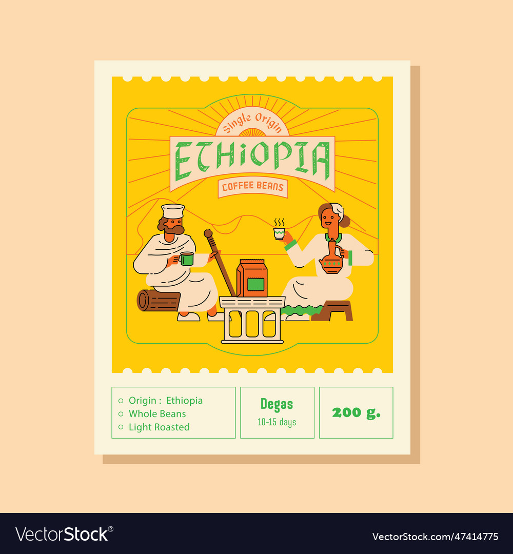 Ethiopia single origin coffee label Royalty Free Vector