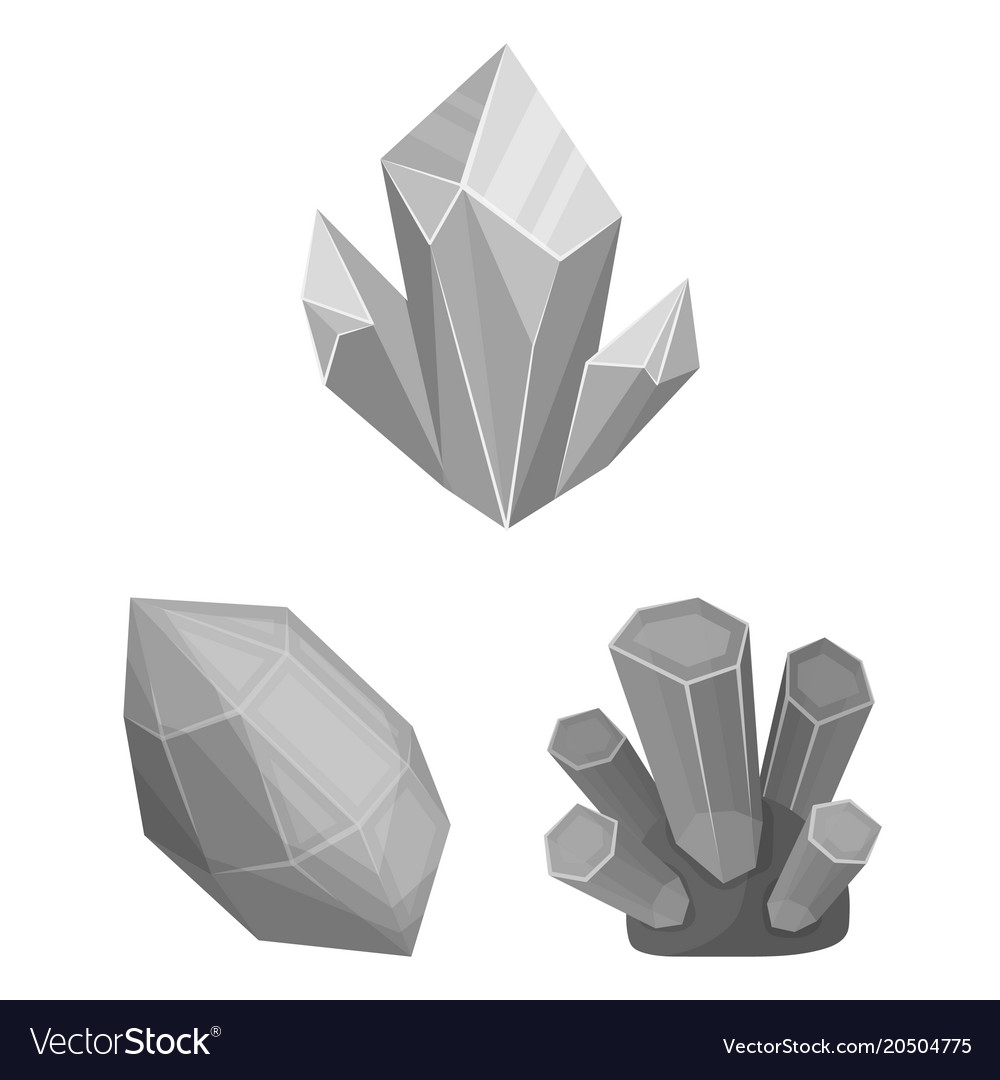 Precious minerals monochrome icons in set Vector Image