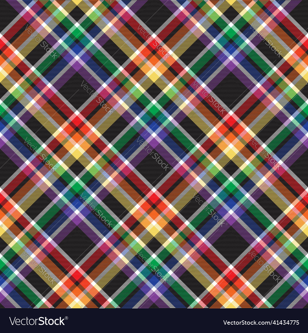 Rainbow diagonal plaid tartan textured seamless