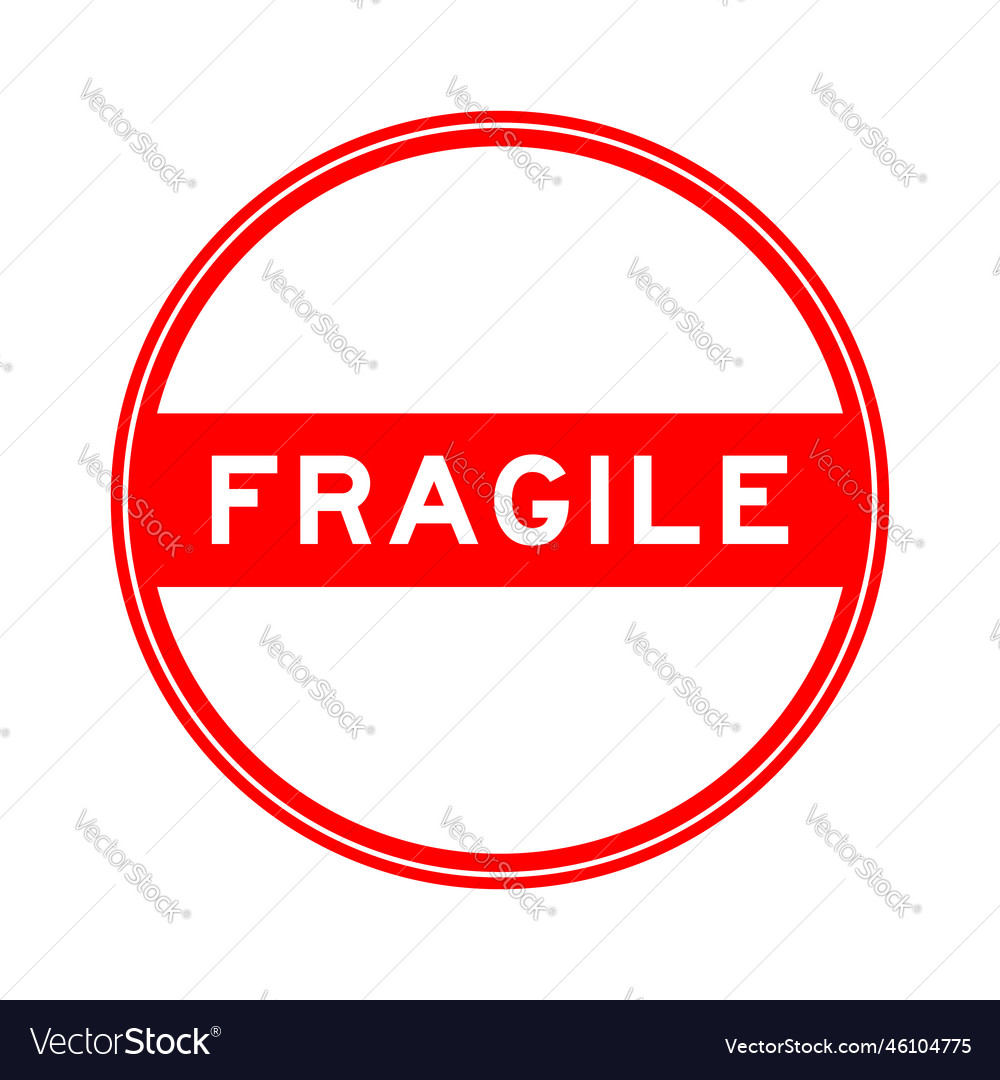 Red color round seal sticker in word fragile vector image Red color round seal sticker in word fragile