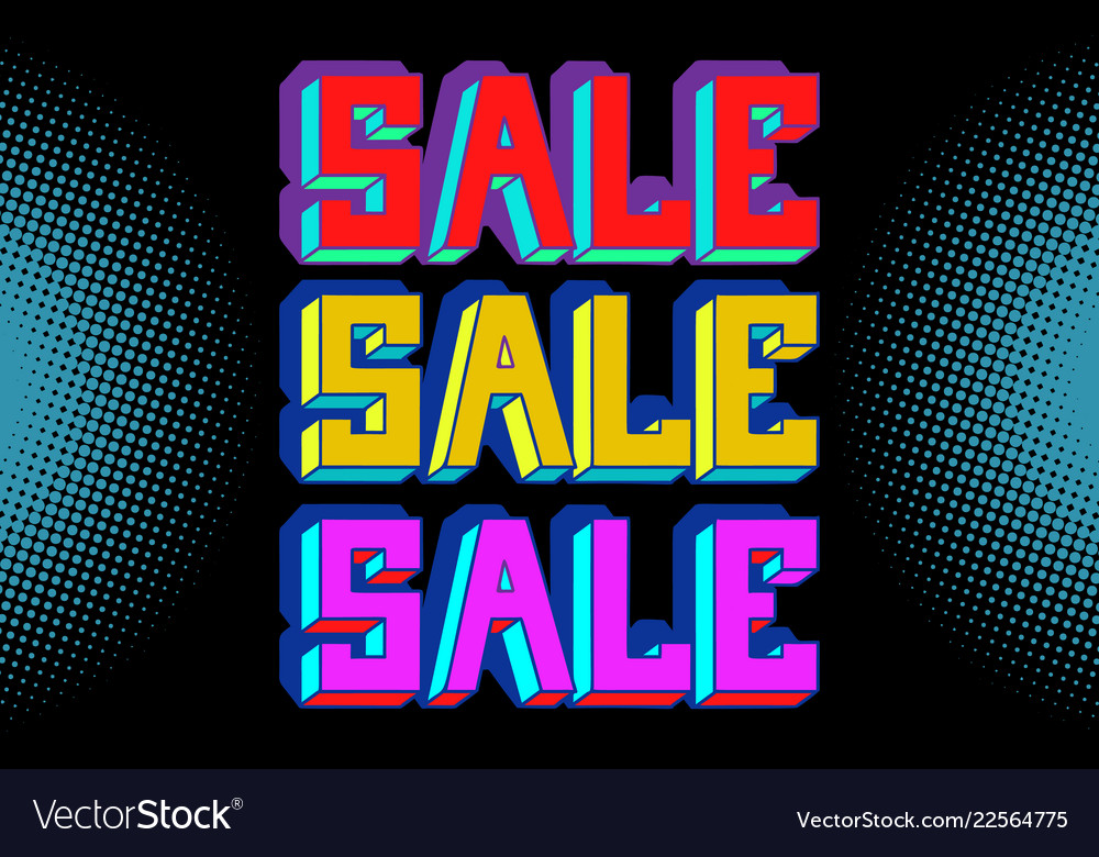 Sale black blue pop art background