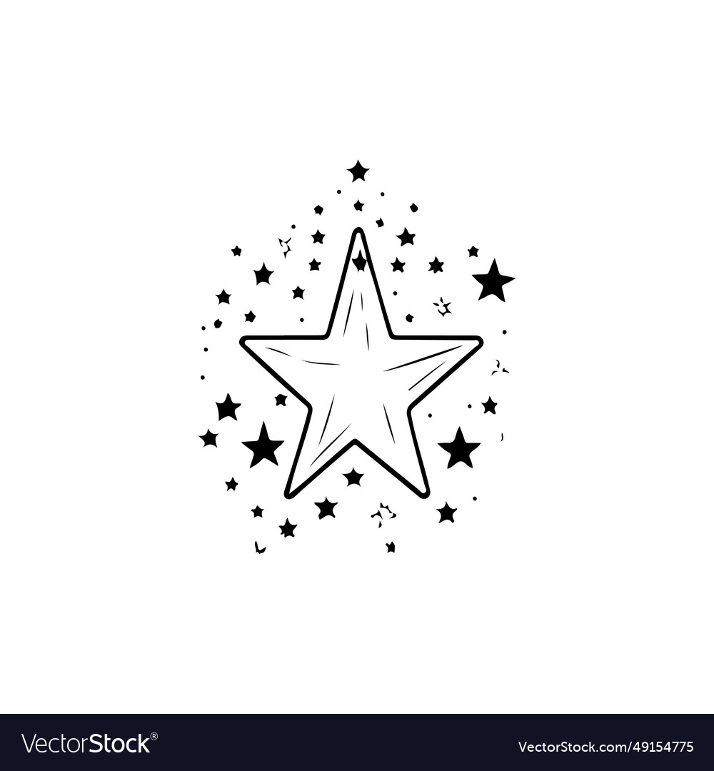 Star icon hand draw black colour new year logo Vector Image