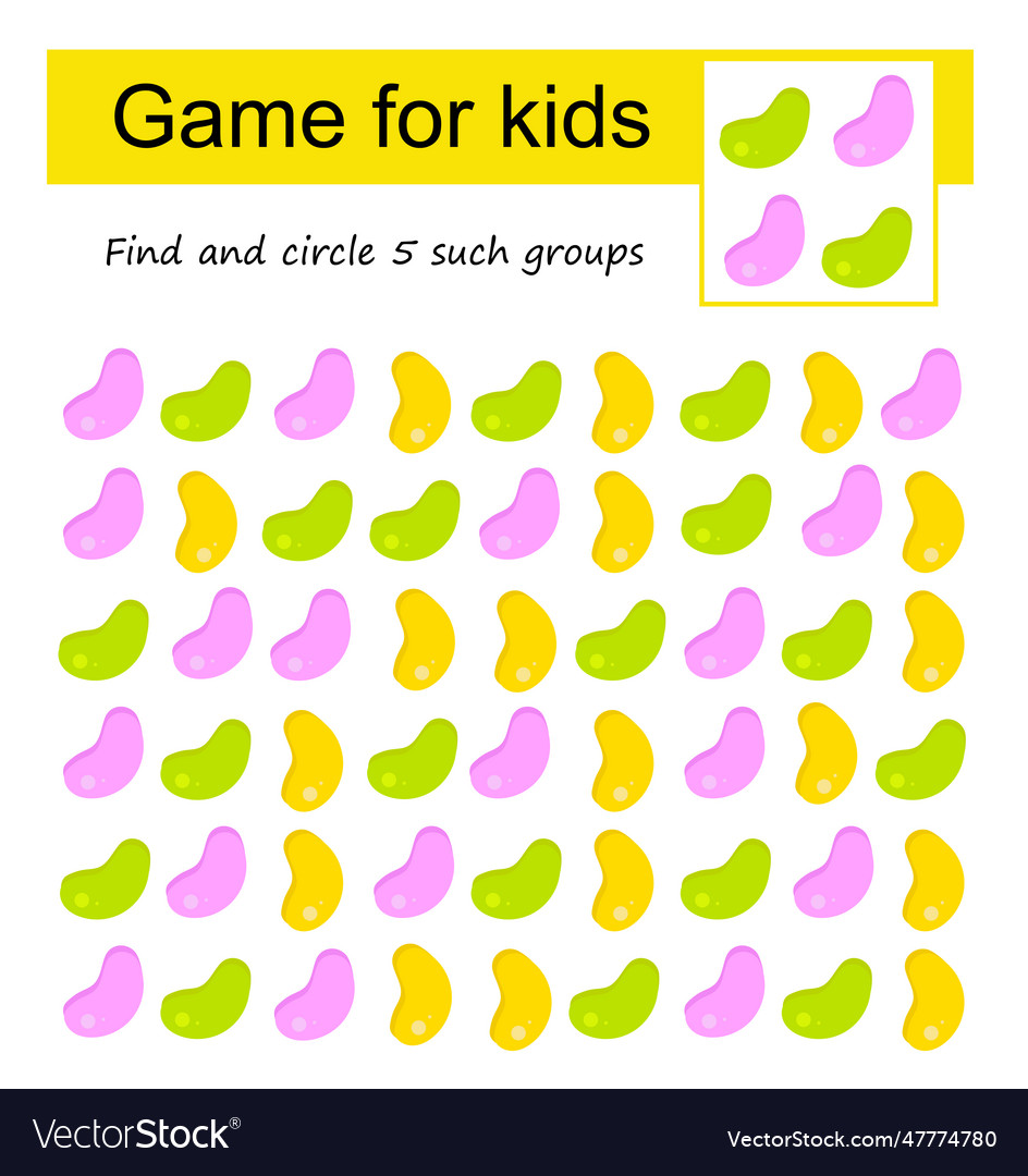 A game for kids find the group of jelly beans