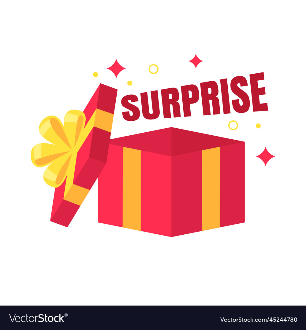 Colorful blank gift box with surprise text