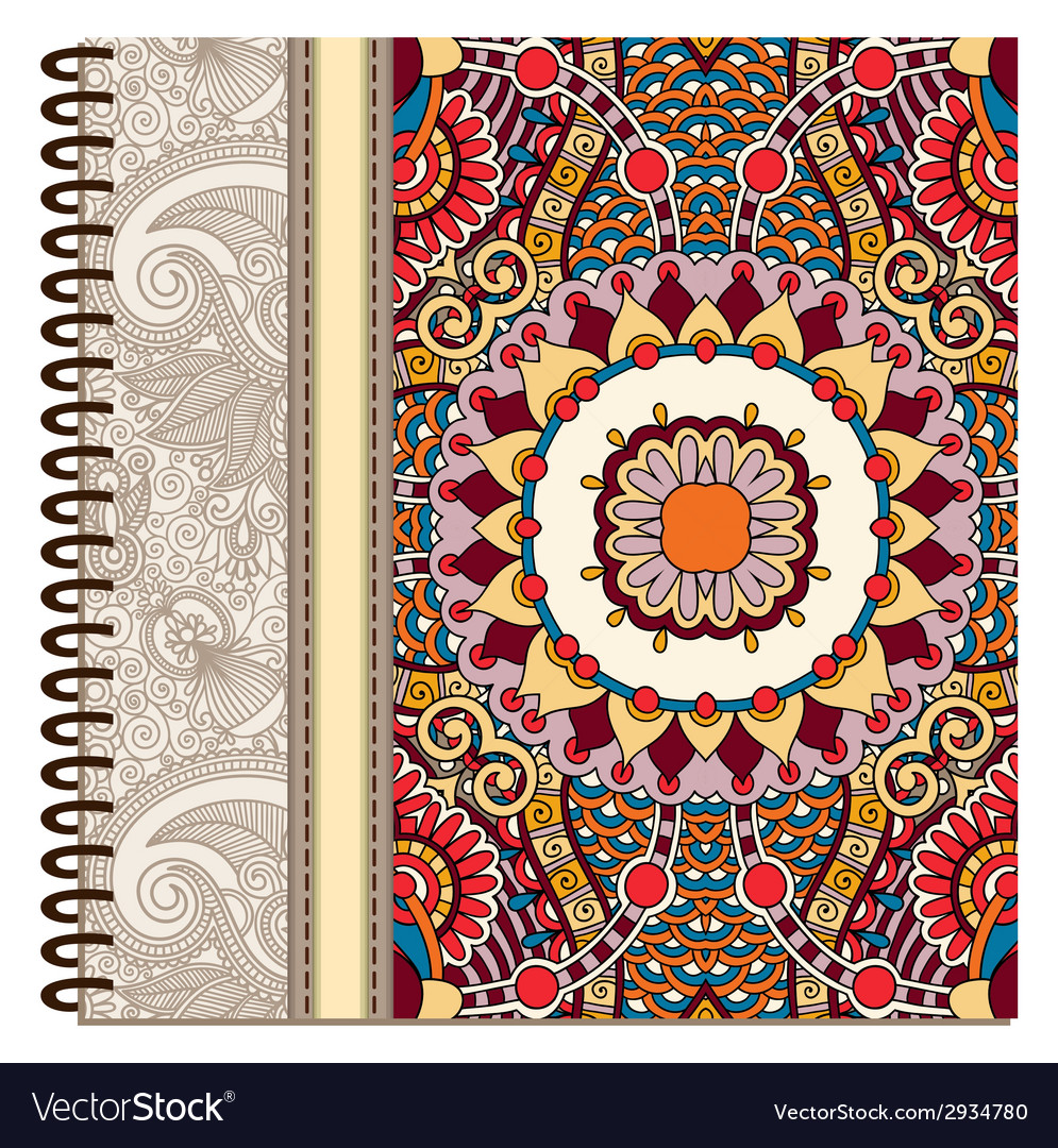 Design of spiral ornamental notebook cover Vector Image