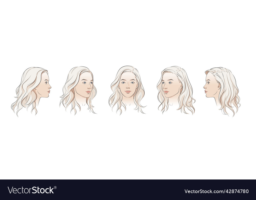 Five Head Portraits - Female Face Views