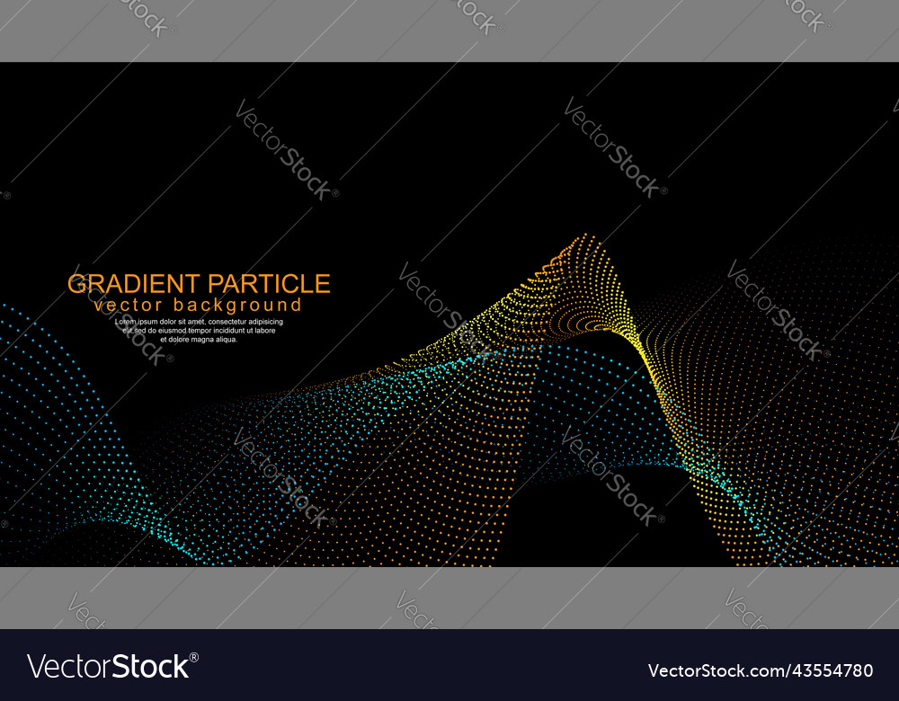 Gradient wave particles on black background