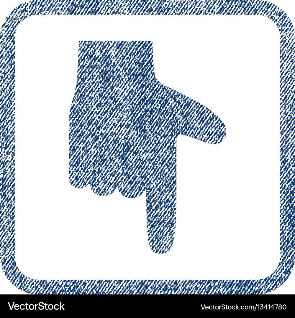 Hand pointer down fabric textured icon Royalty Free Vector