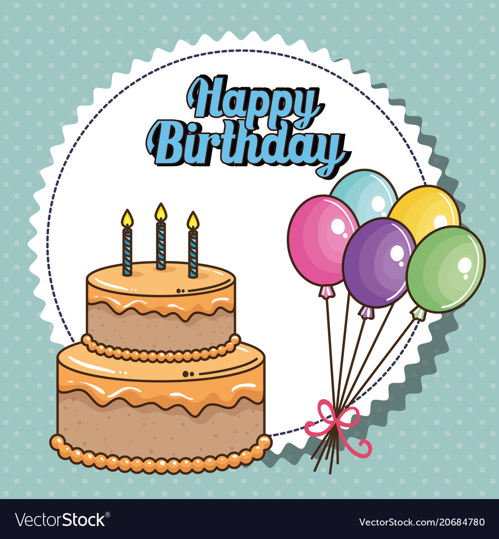 Happy birthday card with sweet cake Royalty Free Vector