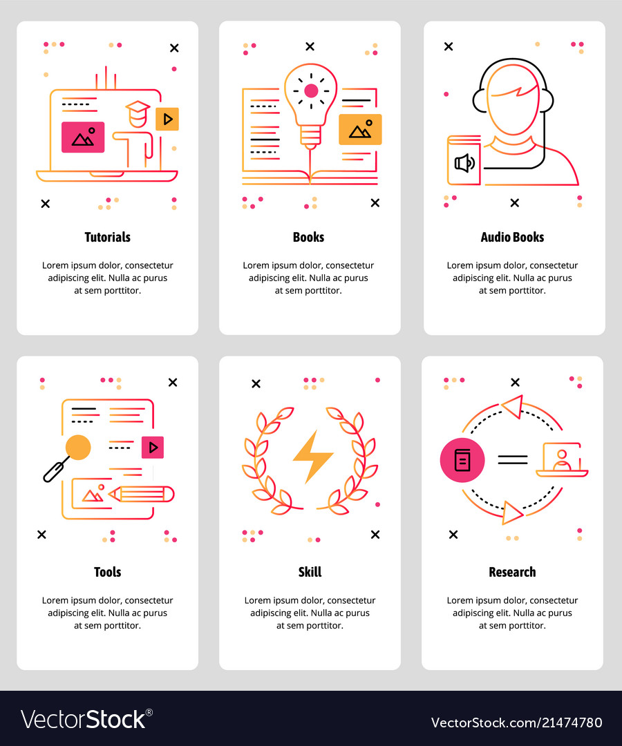 Line art web and mobile app template set