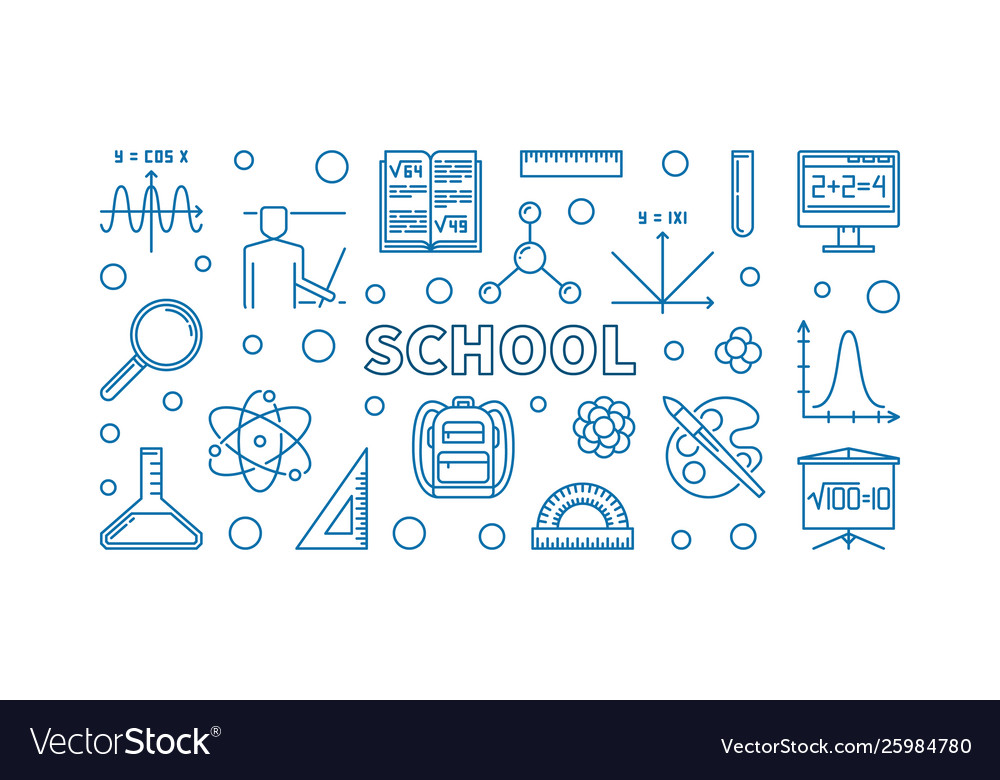 School blue concept outline horizontal