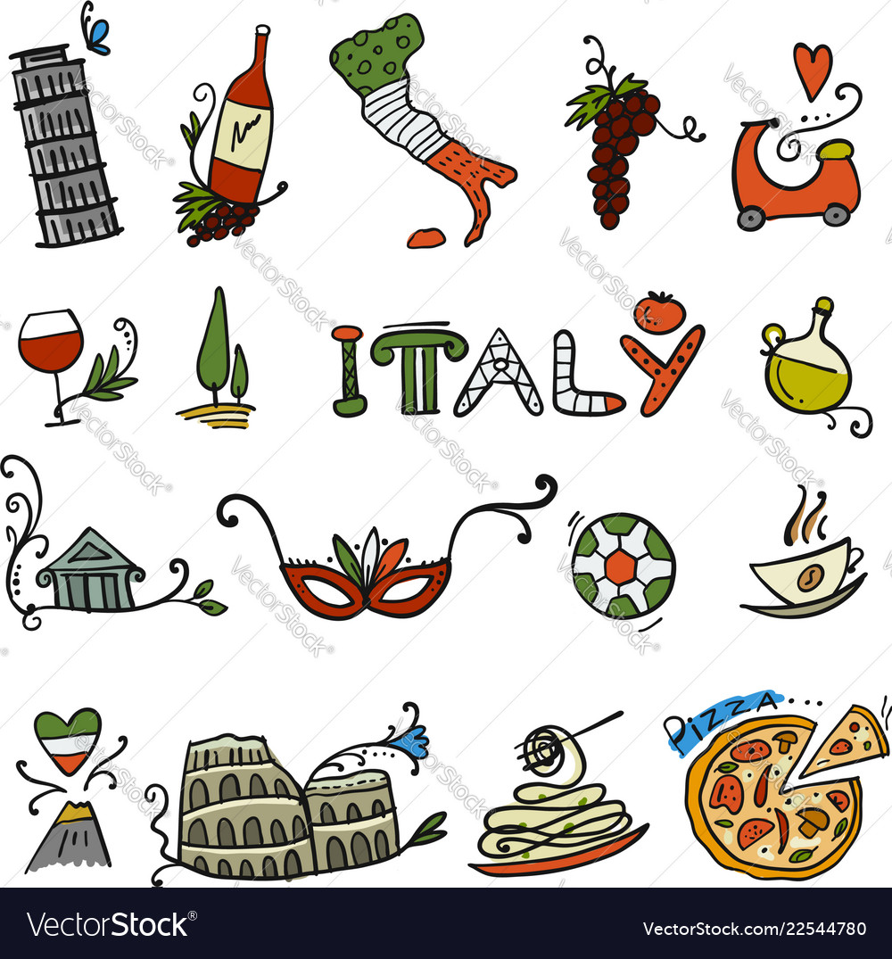 Travel to italy icons set for your design