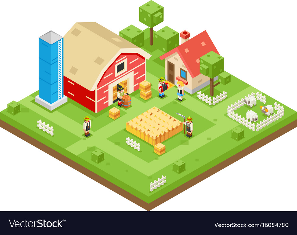 Village agriculture farm rural house building Vector Image