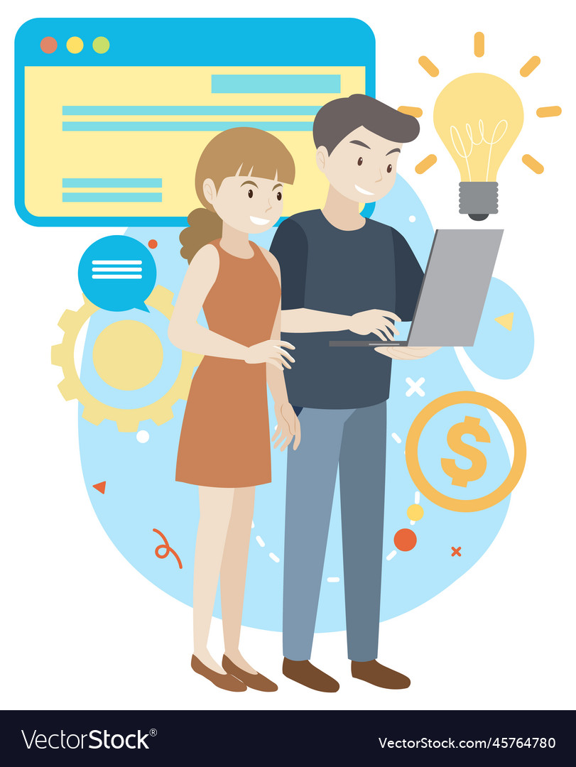 Working characters flat design for web banner vector image Working characters flat design for web banner