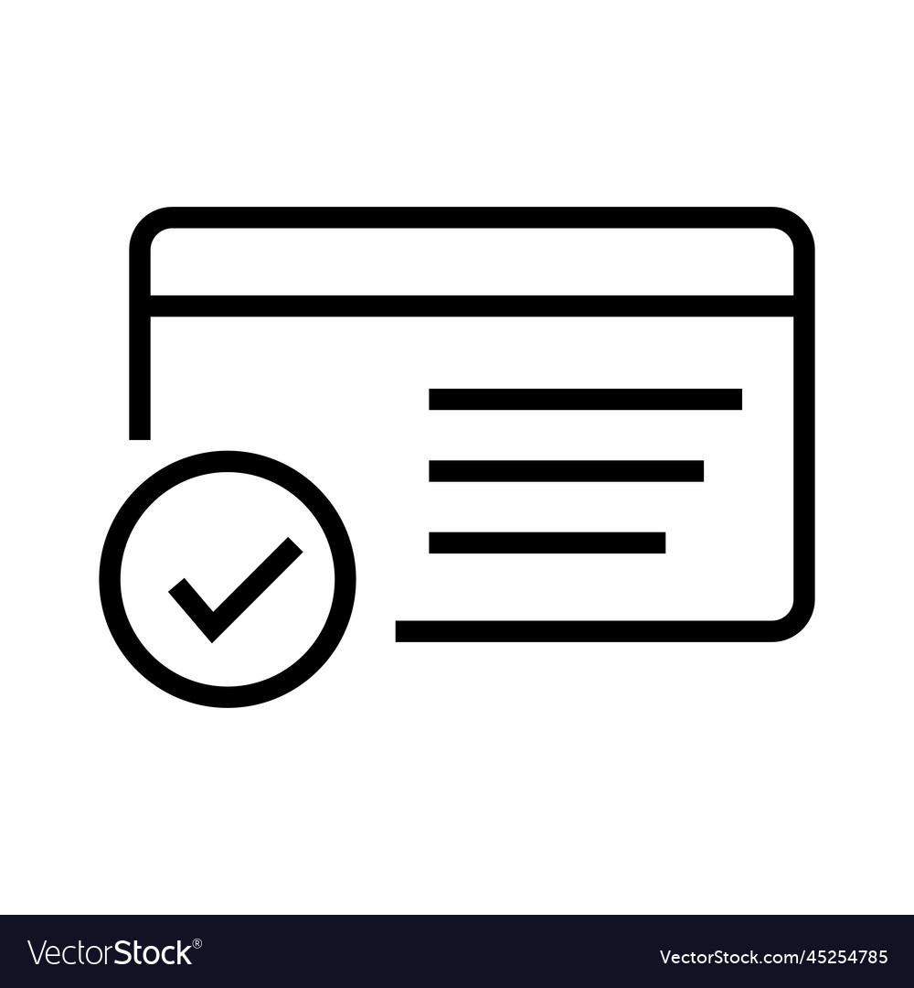 Card verification icon or and check mark