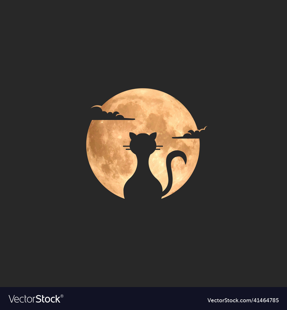 Cat and moon logo