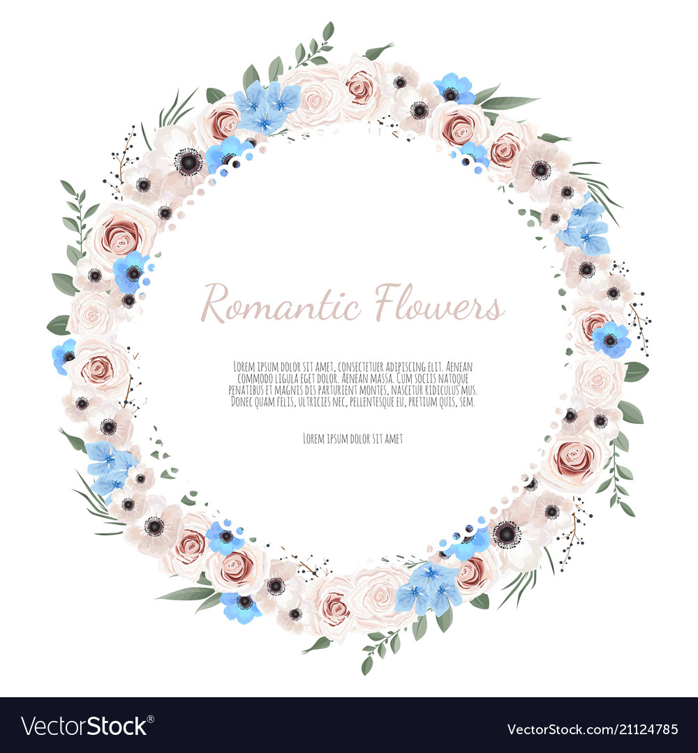 Cute wreath with leaves and flowers Royalty Free Vector