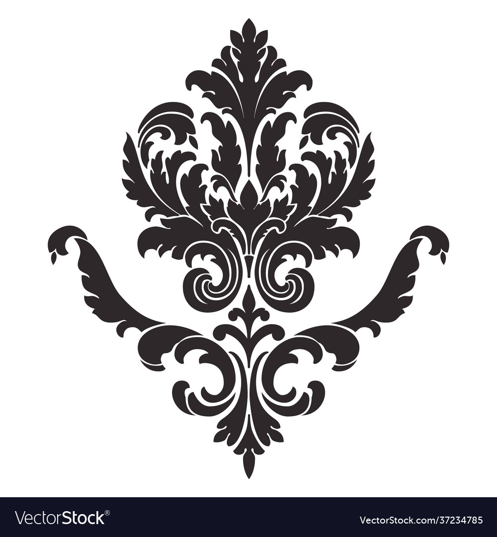 Damask central element isolated vector image Damask central element isolated