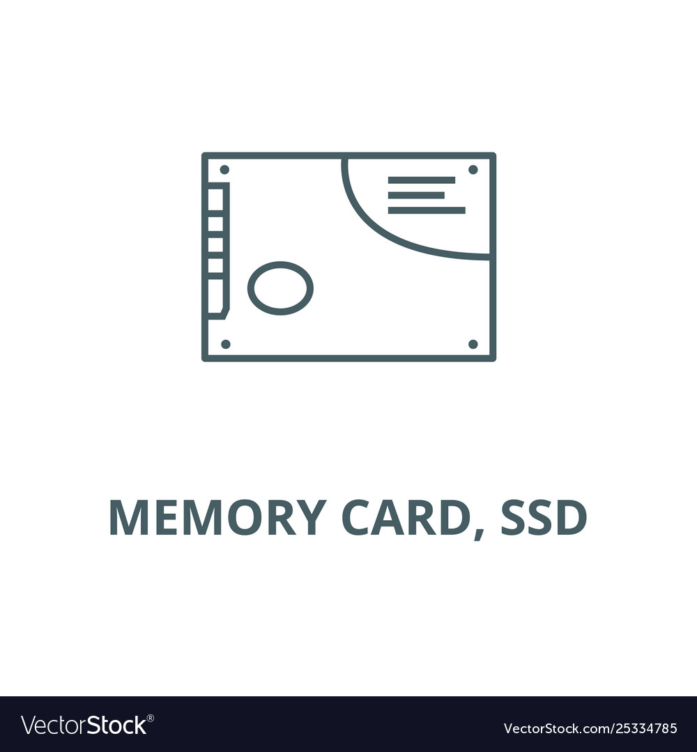 Memory card ssd line icon linear concept vector image Memory card ssd line icon linear concept
