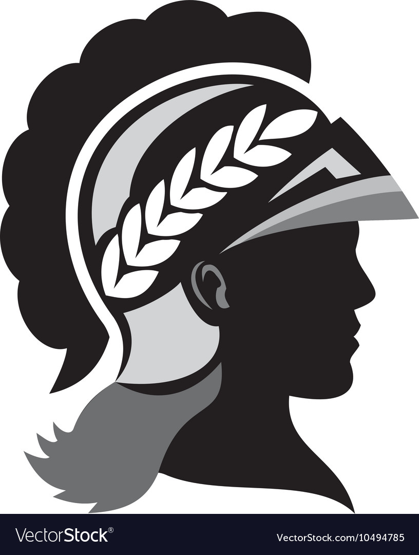 Minerva head side silhouette retro Royalty Free Vector Image