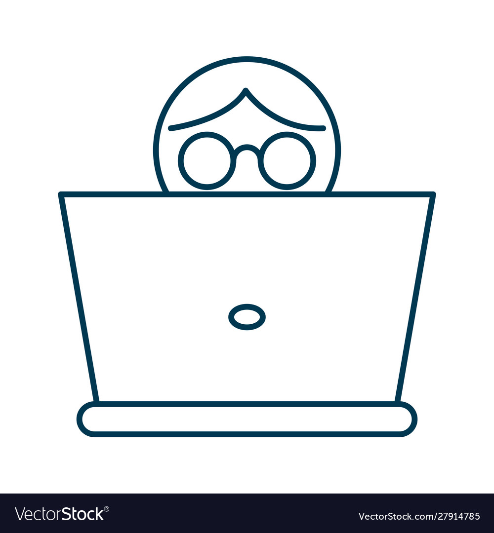 Person using laptop computer icon Royalty Free Vector Image
