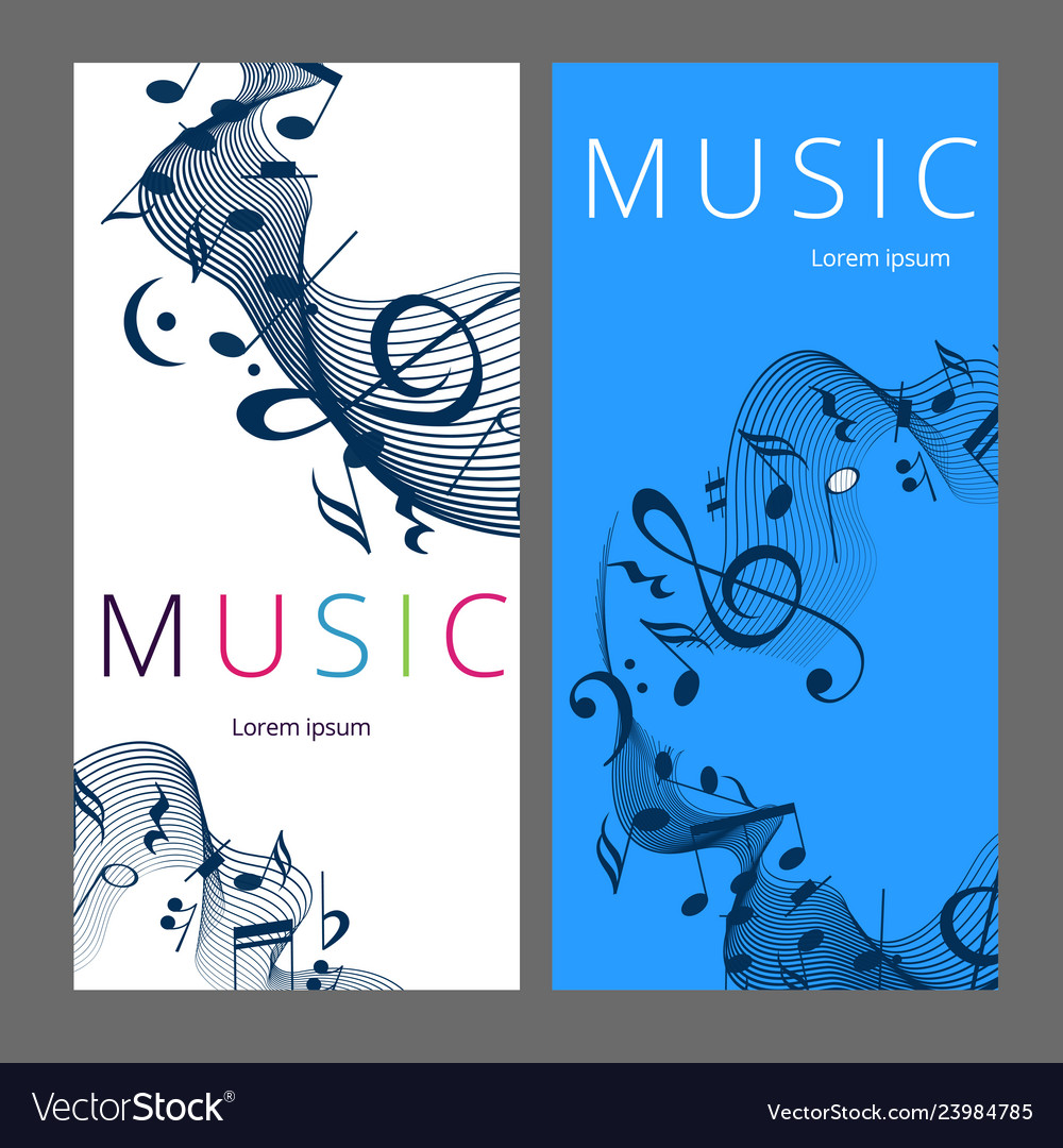 Set Of Abstract Banners With Music Key And Notes Vector Image