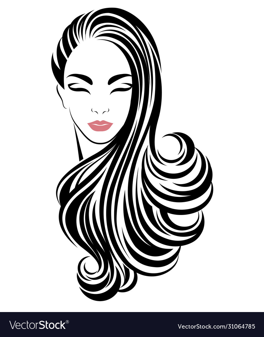 Women long hair style icon logo on white Vector Image