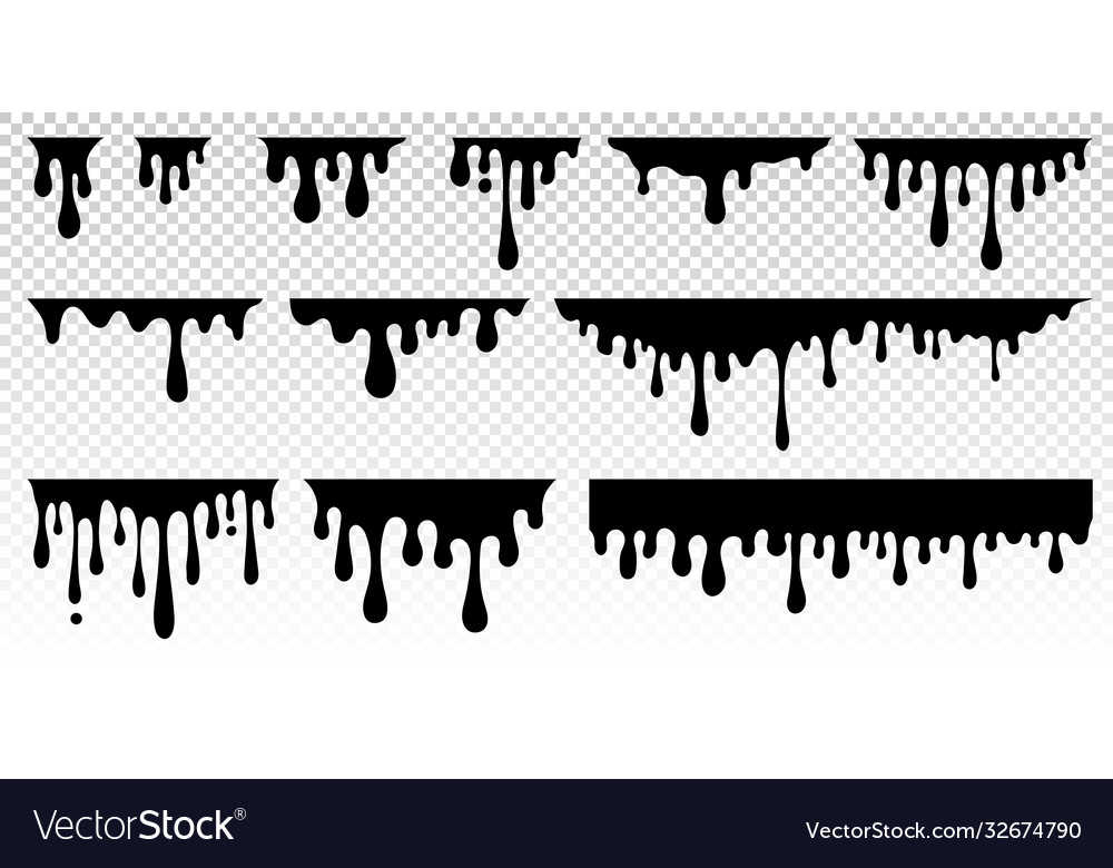 Black dripping paint melting chocolate or drip of Vector Image