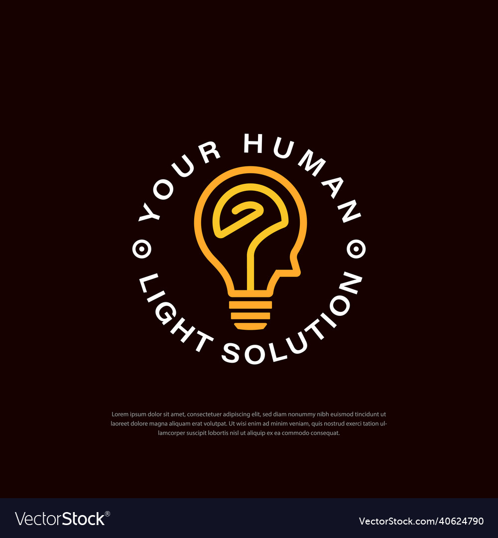 Bulb head logo design intelligent human thinking