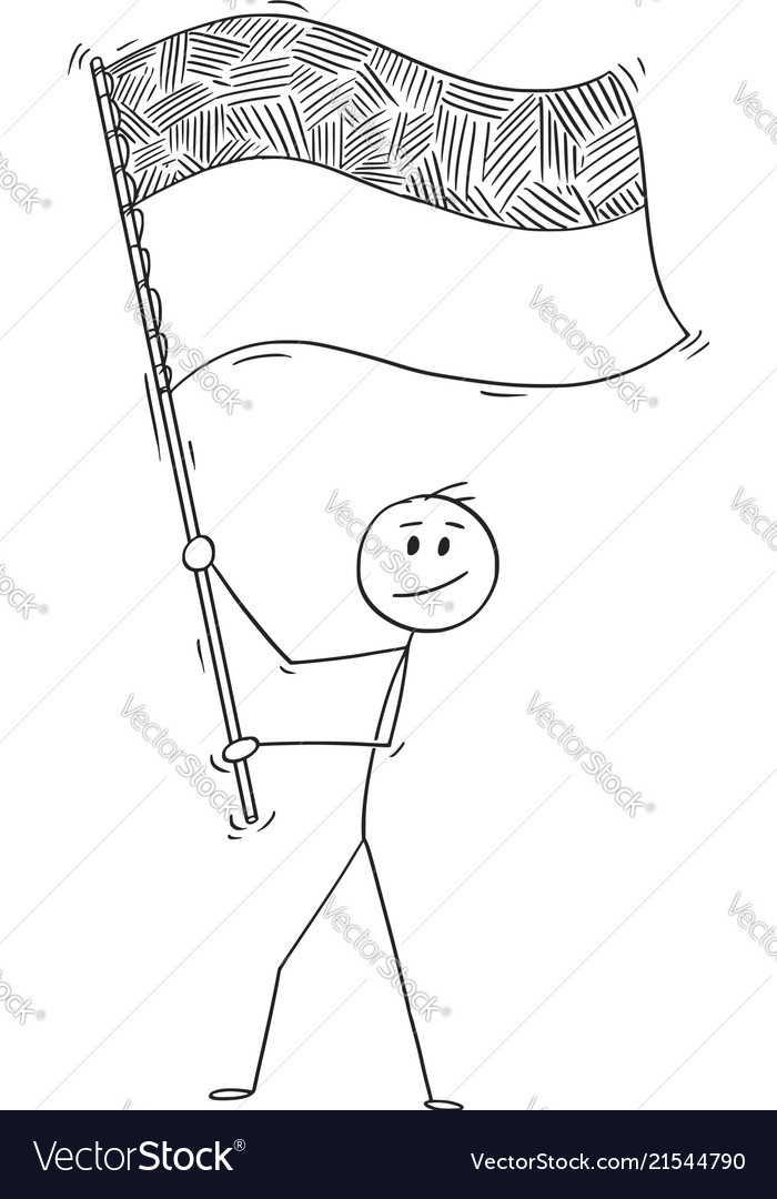 Cartoon of man waving the flag republic