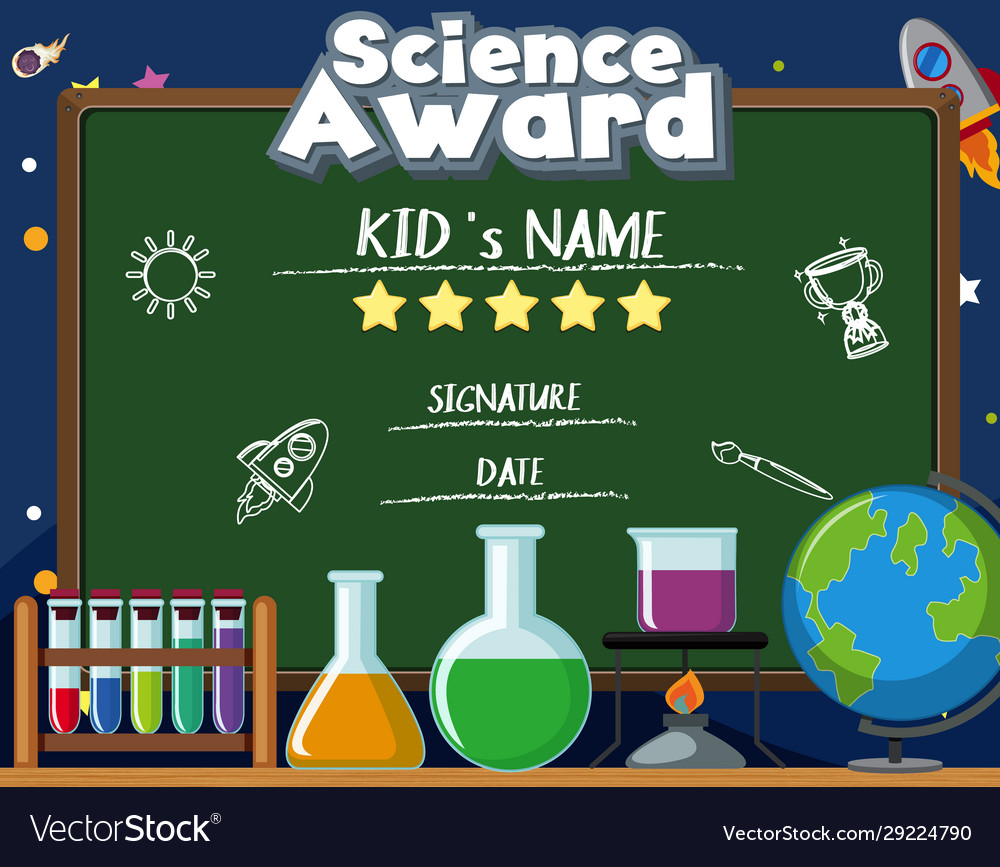 Certificate Template For Science Award With Many Vector Image