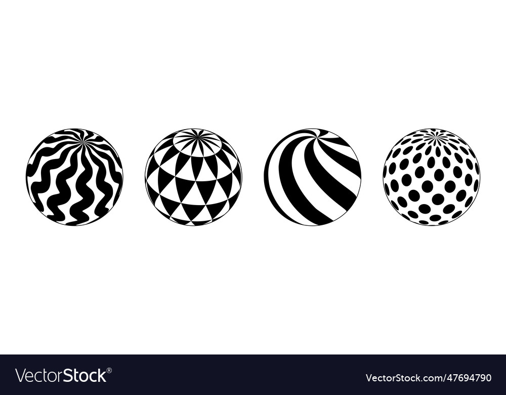 Collection of spheres with different patterns vector image Collection of spheres with different patterns